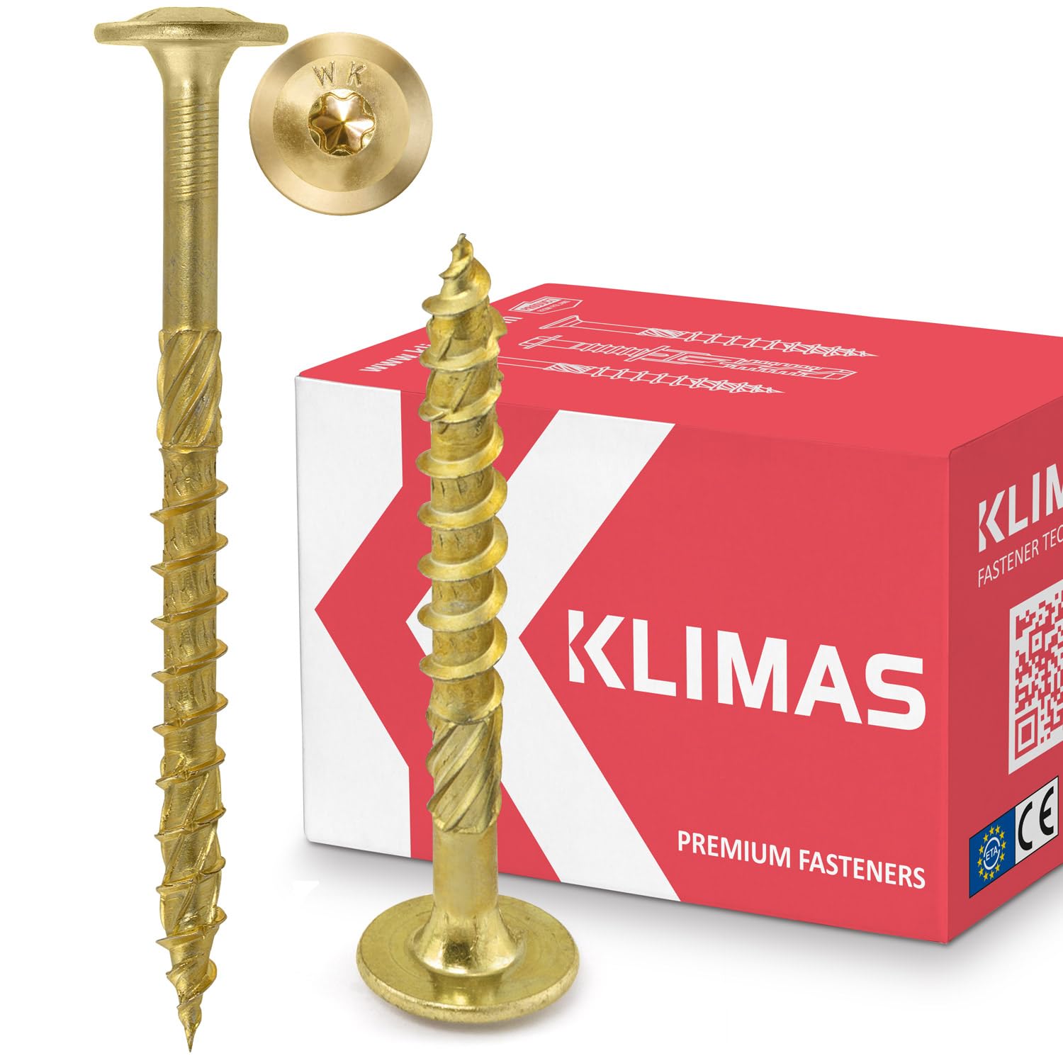 KLIMAS Holzschrauben Torx - Tellerkopfschrauben TX Gelb Schrauben - Flachkopfschrauben Holz - 6 x 60 mm, 100 Stück