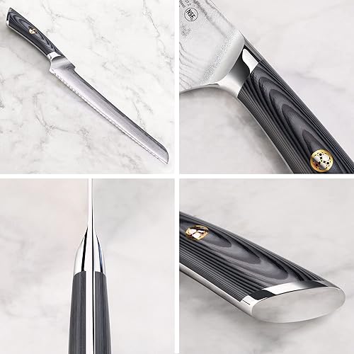 Miniatura 3 de Cangshan NAKA Series 503060 X-7 Cuchillo de pan forjado de acero de 9 pulgadas con funda