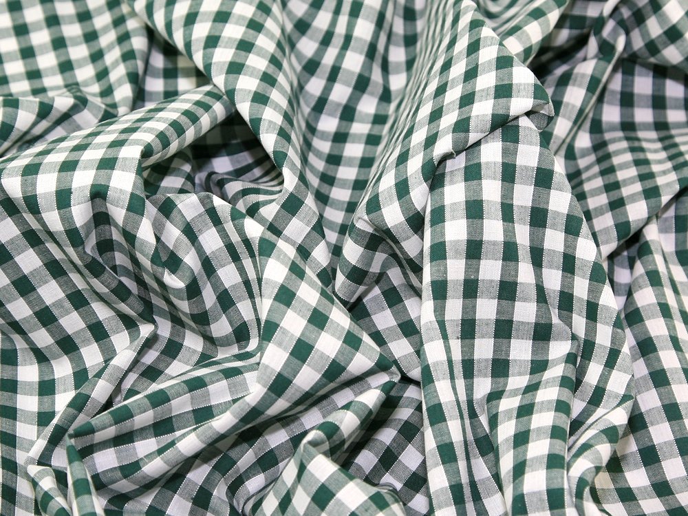 45" wide 1/4" Check Corded Gingham Dress Fabric Bottle Green - per metre