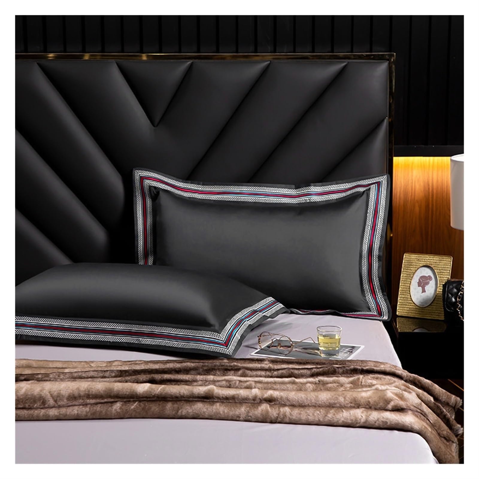 Funda De Almohada De Seda Funda de Almohada de Seda Satinada clásica 50X75cm 50X90cm Funda de Almohada sólida decoración del hogar 2 uds Fundas de Almohada Rojas, Negras y Blancas Funda Almohada (Col