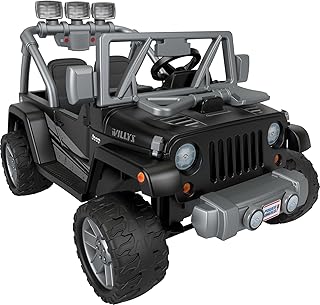 Power Wheels Jeep Wrangler Willys Ride-On Battery Powered Vehicle with Sounds & Lights for Preschool Kids Ages 3+ Years, B...