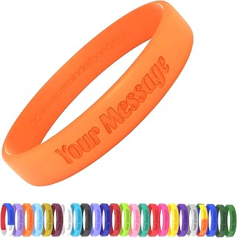 Reminderband Personalized Silicone Wristbands 1/2 Inch Classic Bands | Custom rubber bracelets for names logos causes teams school events fundraisers giveaways and everyday wear