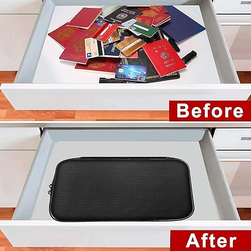 Miniatura 15 de ENGPOW Pequeña funda organizadora de almacenamiento ignífuga con cerradura (9 x 5.3 x 3.7 pulgadas), organizador de monedas suave y seguro