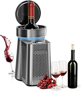 Electric Wine Chiller, Desktop Single Bottle Wine Cooler with Work Atmosphere Lighting and Digital Display, 2-20°C Temperature Setting, Precise Temperature Control for Parties, Events, RV, Home