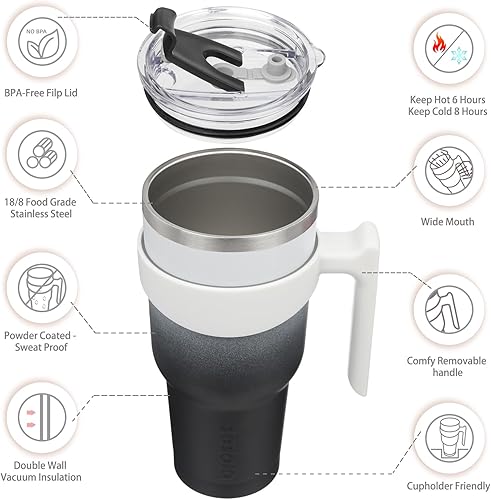 Miniatura 237 de BJPKPK 30 oz Tumbler With Handle And Straw Stainless Steel Insulated Tumbler Cups For Water Or Ice Coffee,Blood Moon