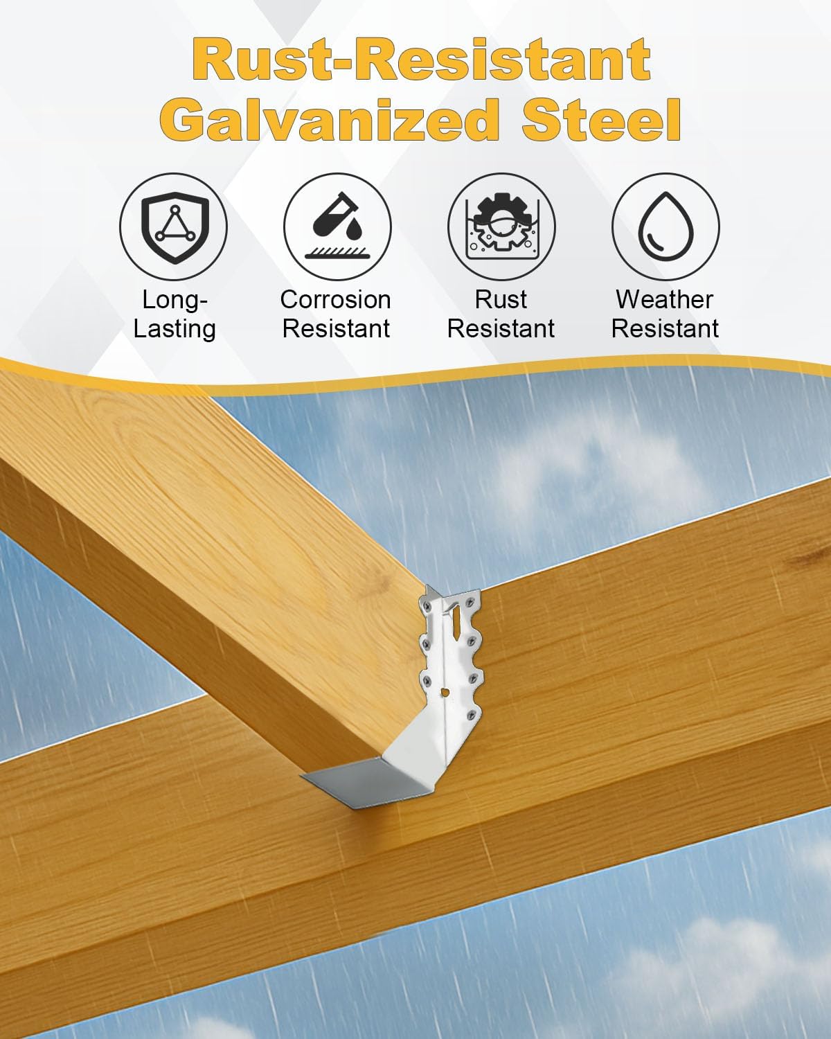50 Pcs 2x6 Joist Hangers for Wood, 20 Gauge Galvanized Face Mount Joist Hangers, Heavy Duty Hurricane Ties for Rafters Roofs Decks Floors Ceilings