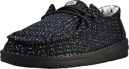 HEYDUDE Women’s Wendy Metallic Sparkle Slip-On Shoes, Black/