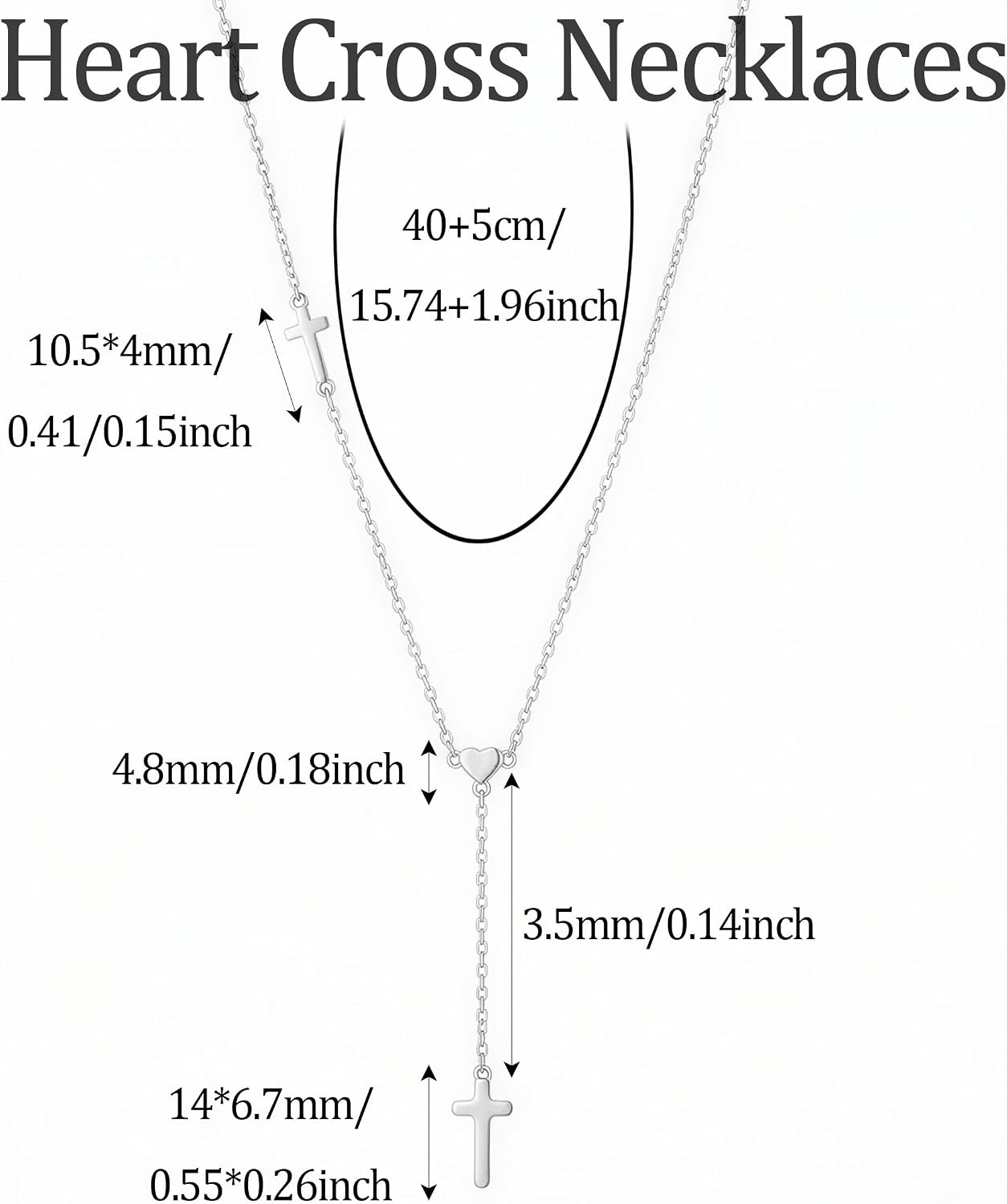 Cross Necklaces for Women Mom,Dainty 925 Sterling Silver Heart Cross Y-Shaped Long Lariat Necklace Trendy 14K Gold Plated Non Tarnish Heart Charm Drop Necklace Christian Faith Jewelry Wedding Gifts