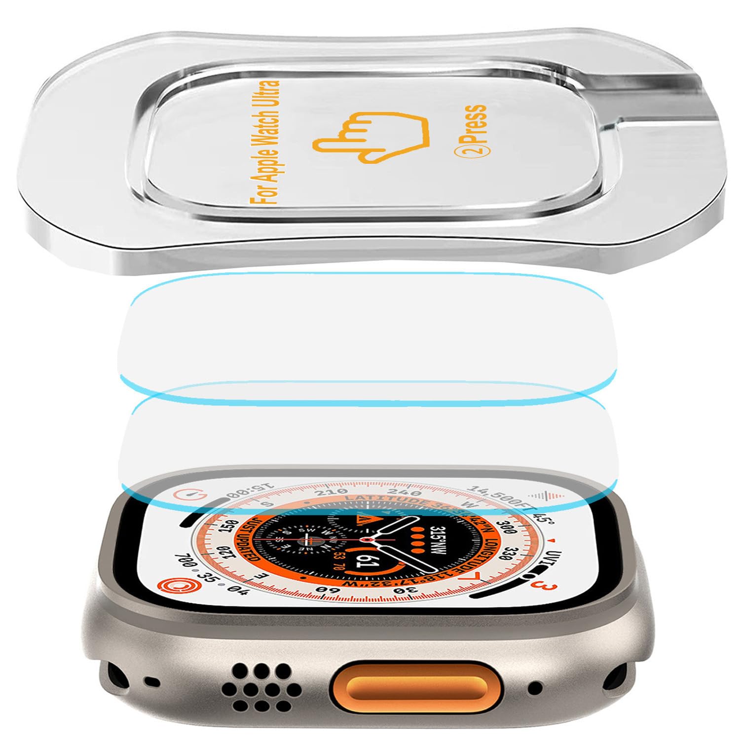 ZPIAR 2Pack for Apple Watch Ultra 3/Ultra 2/Ultra 49mm Tempered Glass Screen Protector with Auto-alignment Installation Frame, Anti-Scratch, High