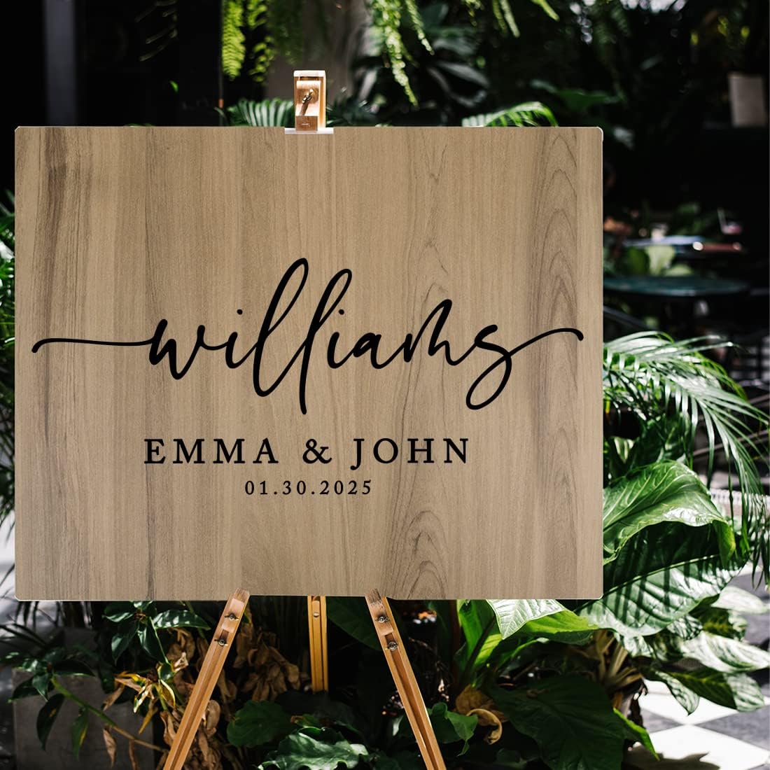 Andaz Press Large Wooden Welcome Sign for Wedding, Rustic Welcome Sign 16" x 20" Custom Last Name, Names & Date Woodland Wedding Signage English Oak MDF Wood Finish Reception Indoor Outdoor Signs
