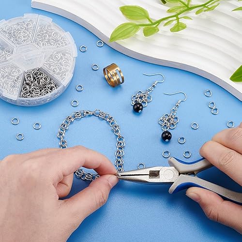 Miniatura 21 de PH PandaHall Alrededor de 1200 anillos de salto abiertos de acero inoxidable 304 de diámetro de 0.236 in, calibre 21, 2 colores para hallazgos de 2