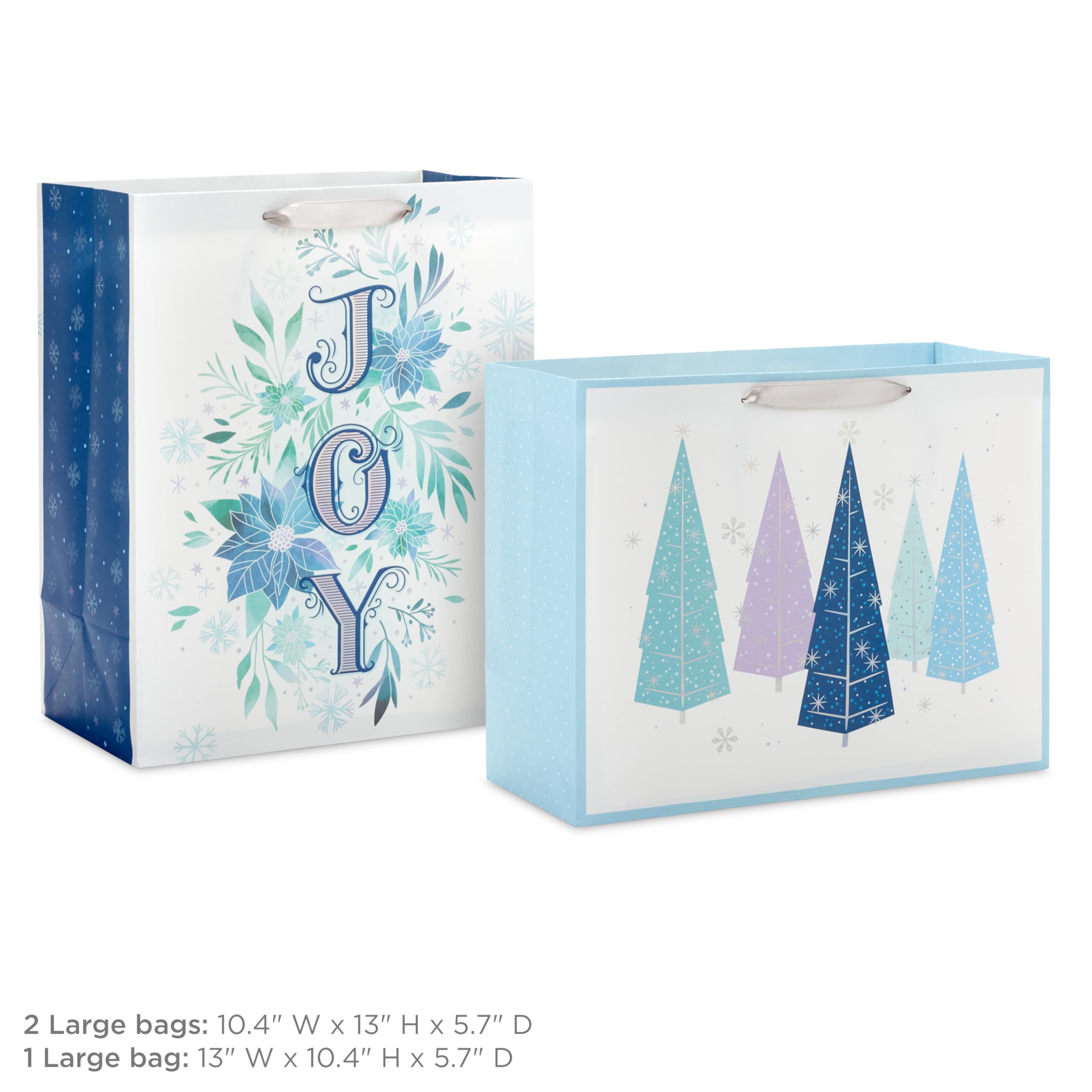 Hallmark 13" Large Christmas Gift Bags, Lavender, Sage Green, Mint, 1 count (Pack of 3) - Image 3