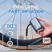 Vista 3 de Mini bomba eléctrica para bicicleta, bomba de aire portátil de 120 PSI, bomba de neumático de bicicleta pequeña recargable con válvulas Shrader