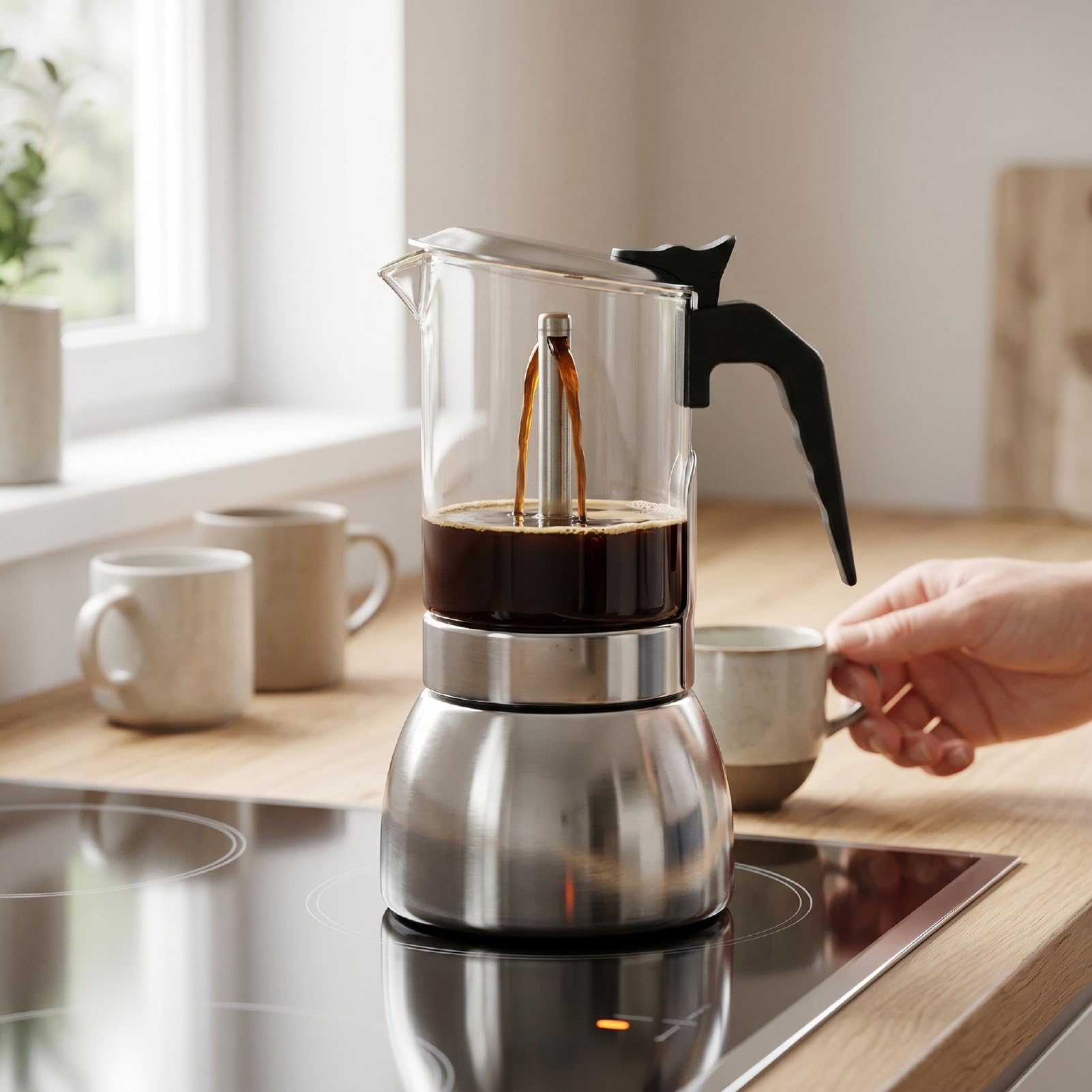 ciciglow Ekspres do Kawy na kuchenkę 450ml, Szklany Dzbanek, do Zaparzania