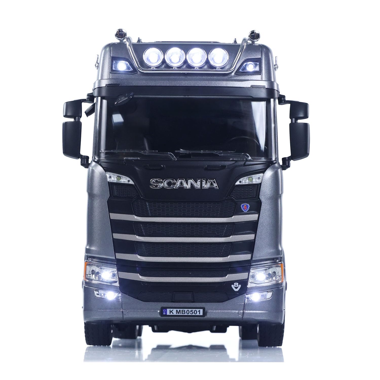 770S – Modellino di trattore radiocomandato in plastica 1/18 con batteria RTR 7,4 V, effetti sonori, luce 19 CH – Modello di camion – A partire da 14 anni (grigio)