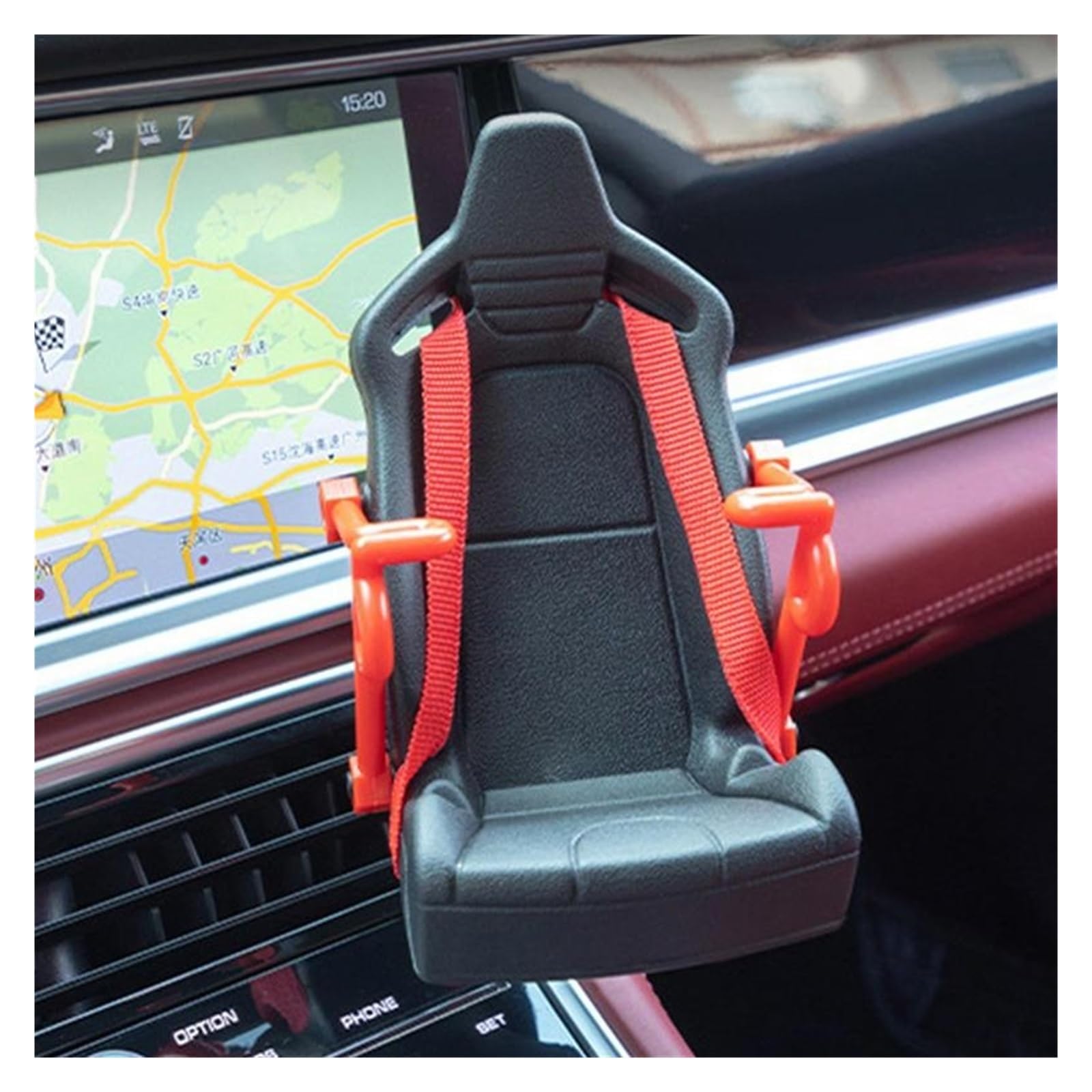 Supporto for Auto Adatto a Tutti Gli Smartphone, Supporto for Telefono da Sedile Corsa, for bocchette dell'Aria, con Cintura di Sicurezza, Super Stabile, autobloccante(Yellow)