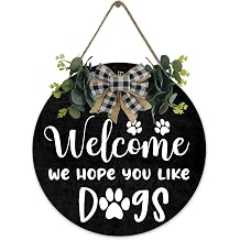 Fenarenes We Hope You Like Dogs Farmhouse Door Sign- For Front Door Porch Decorwelcome Wreath Sign- Hanging For Dog Lovers Home Decoration 12 In