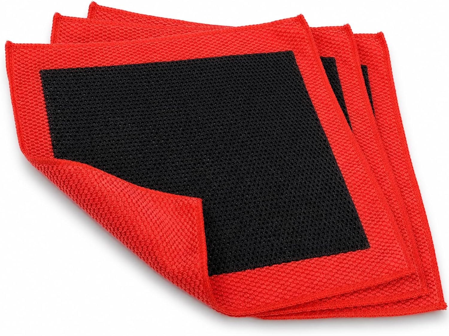Okllen 3 Pcs Clay Bar Towel, 12" Premium Fine Grade Clay Towel for Car Detailing - Removes Paint Overspray, Water Spots, Tree Sap, Rail Dust, Red