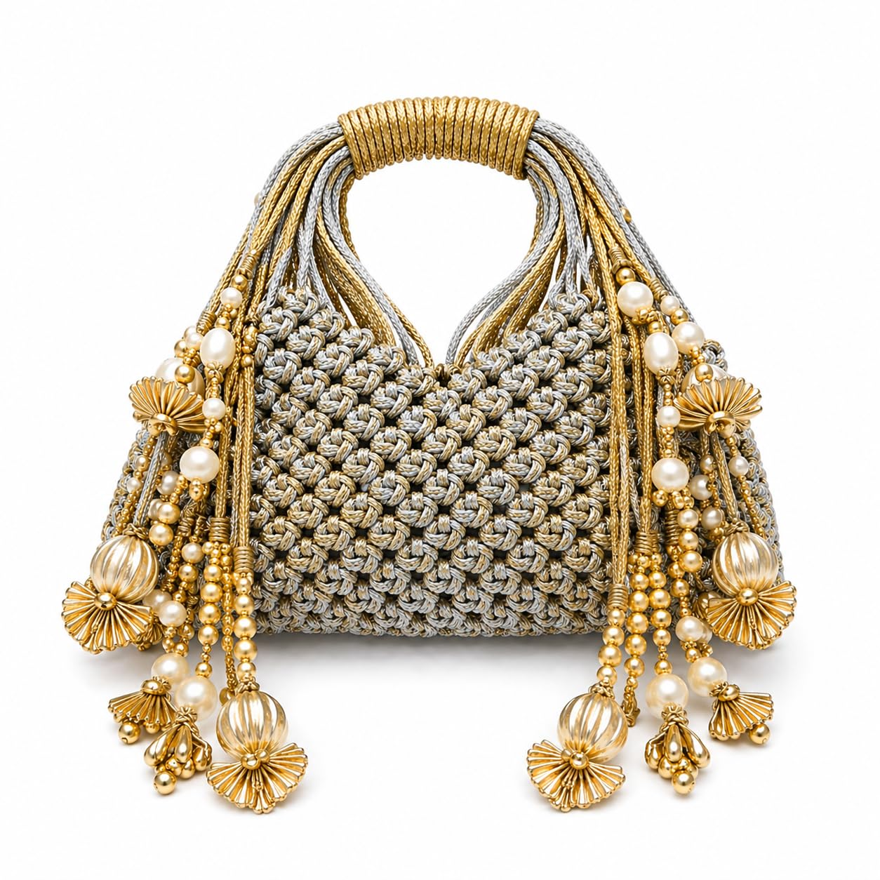 Wedding Potli Bags for Gifting Bridal Designer Mobile Purse Women Girls Beaded Gold-Tone Emblem Fancy Dulhan Handbag Gift Stylish Evening Clutch with Ring Handle-image-26