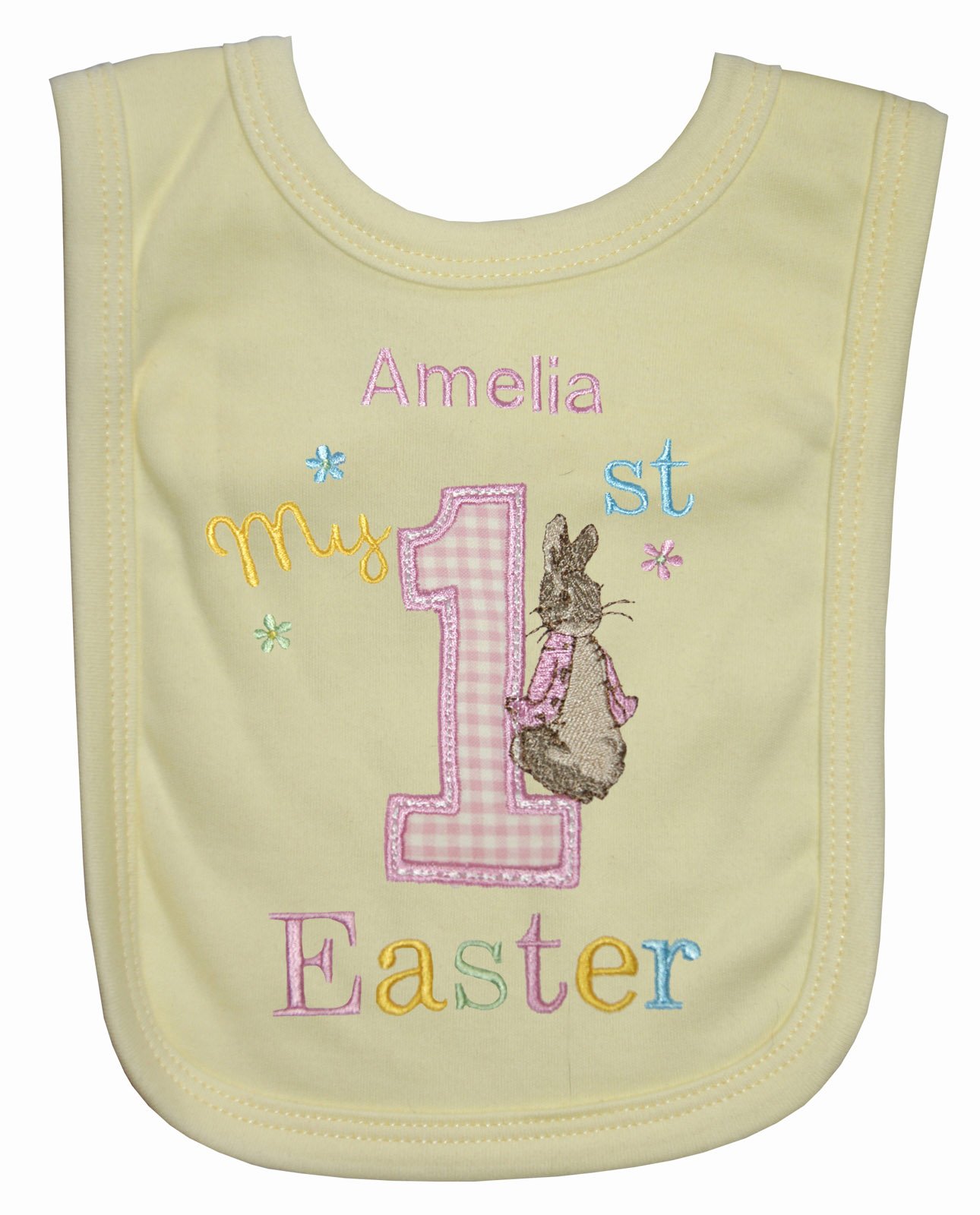 Sew Sew Special Girls Lemon ’S Personalised 1St Peter The Rabbit Easter Bib. (Lemon)