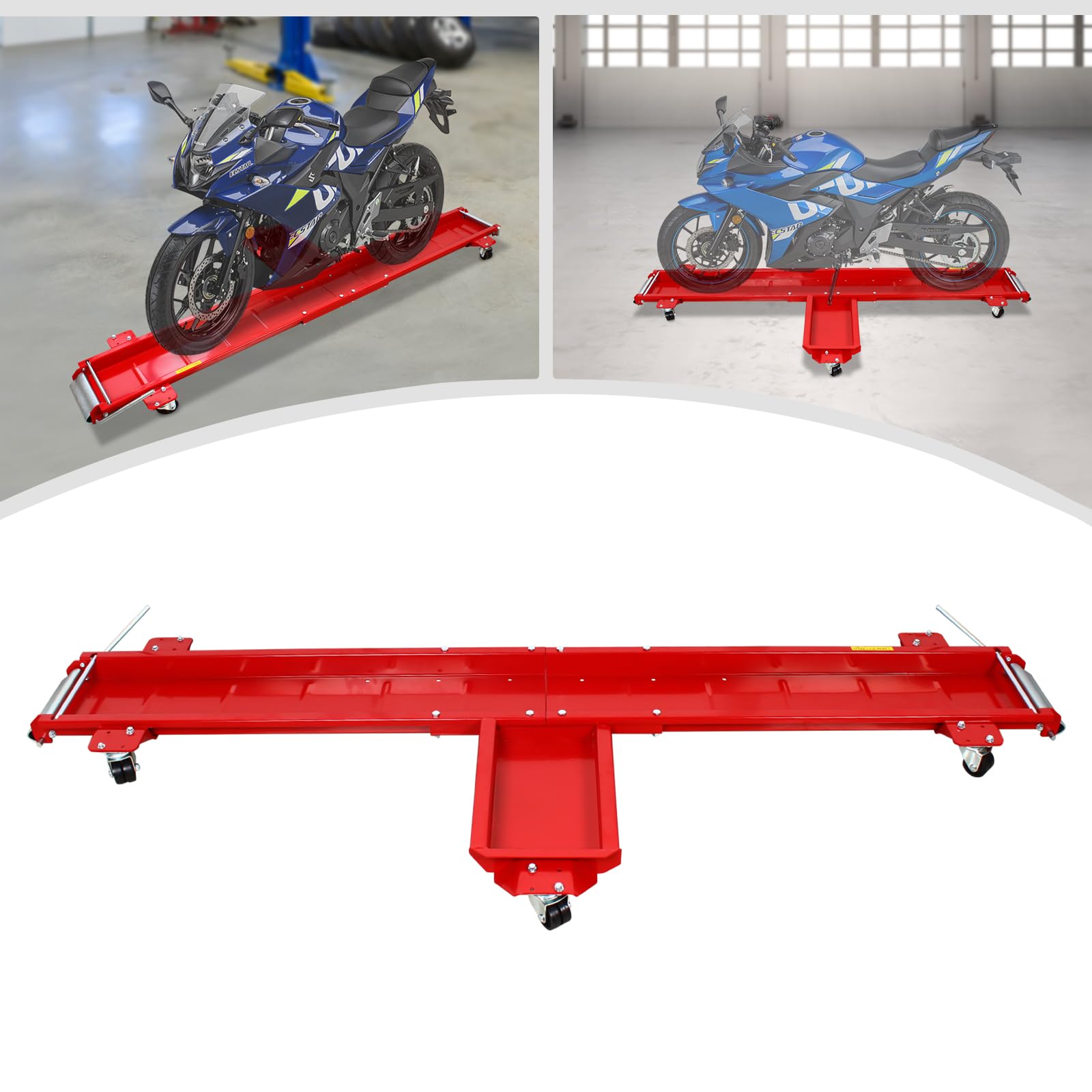 WooDerson Carrito central de 567 kg para motocicleta, herramienta de garaje y aparcamiento
