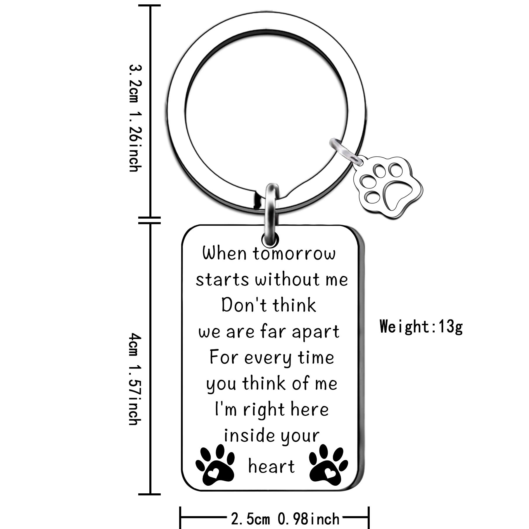 MADHAHEFU Portachiavi Commemorativo Per Perdita Animale Domestico - Regalo Lutto Cane E Gatto, Inciso Con Poesia, In Acciaio Inossidabile - 2
