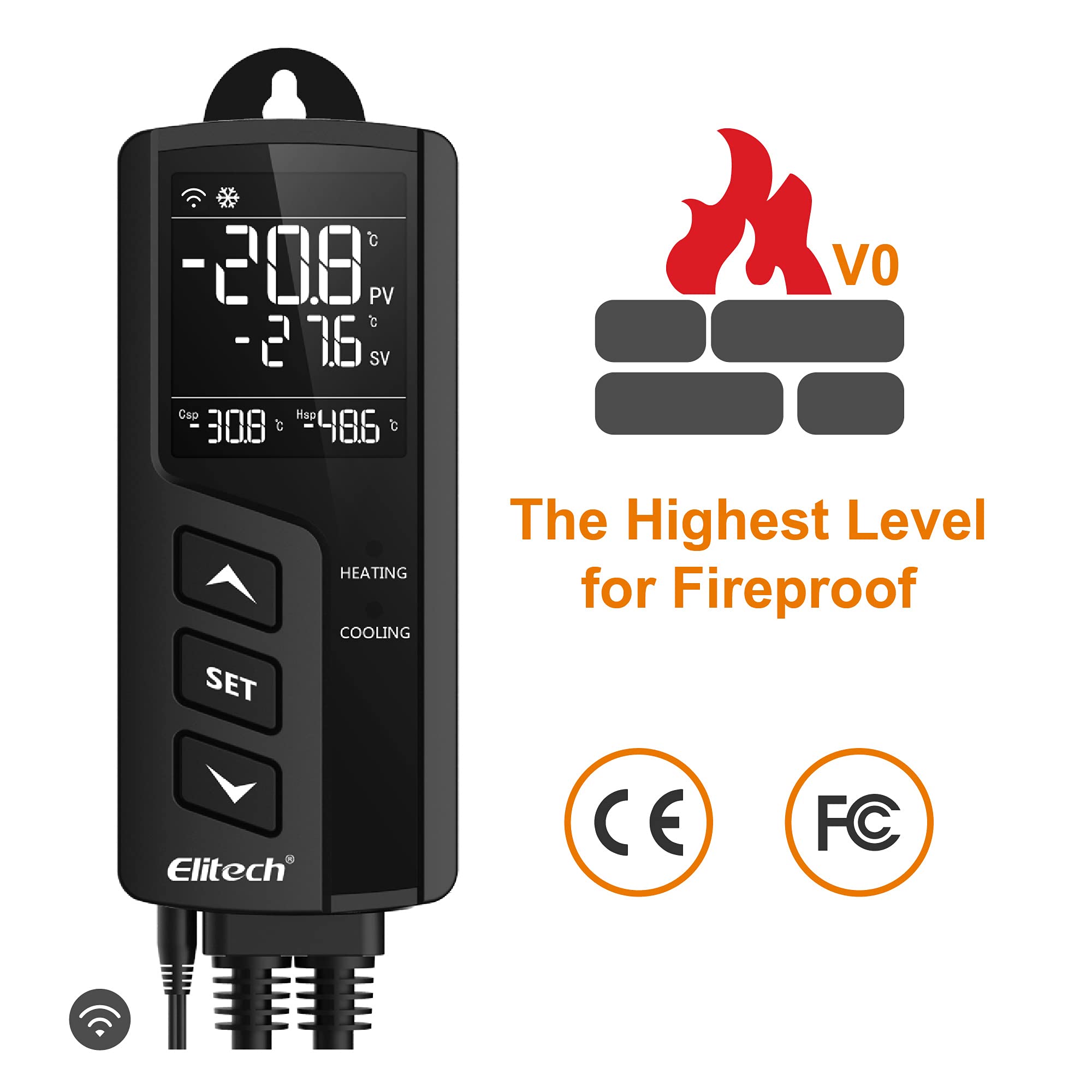 Elitech STC-1000WIFI Dual Relay 220v Socket Termostato Digital con Sonda, Controlador de Temperatura de Enfriamiento y Calefacción para el Acuario Calentador de Agua Incubador