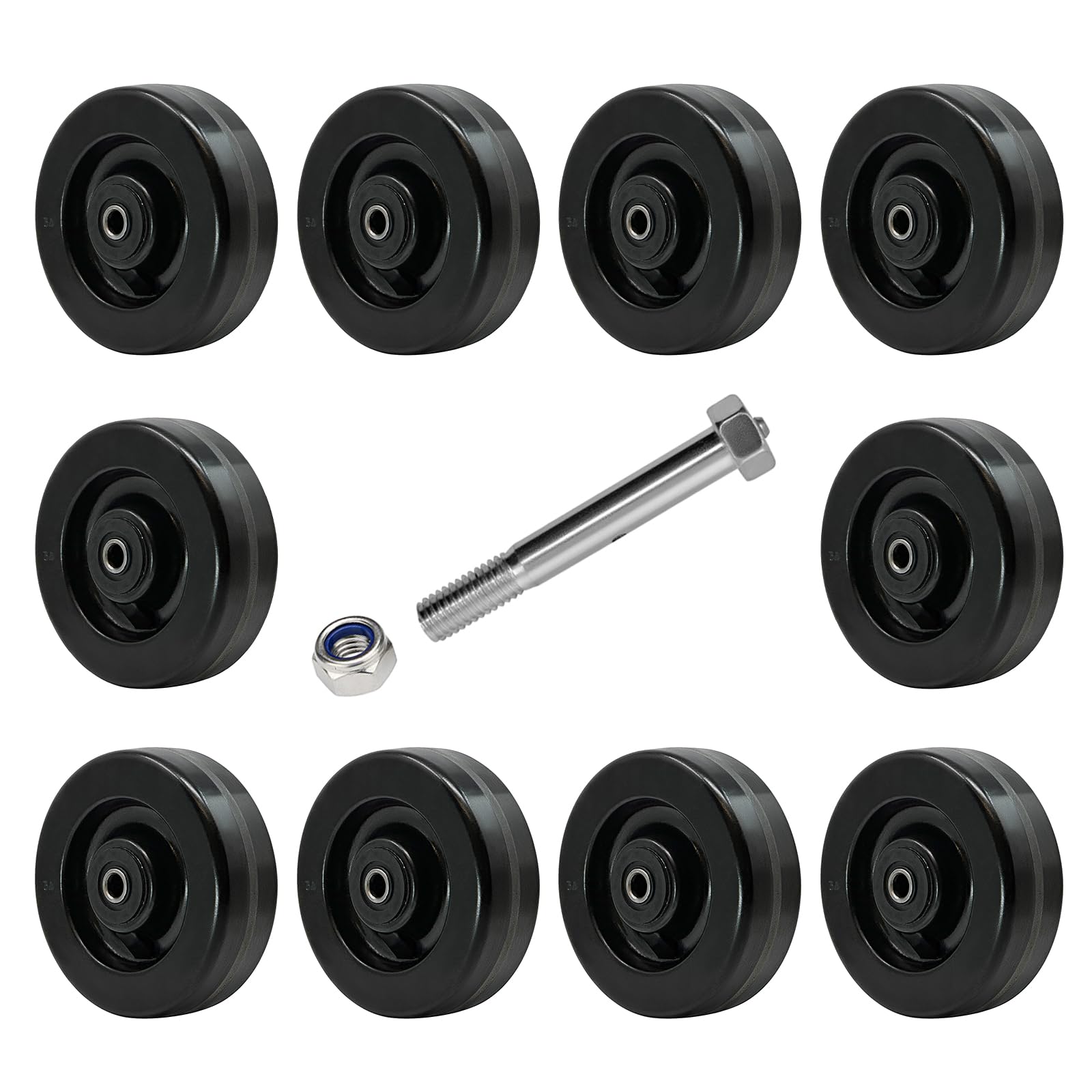 Lot de 10 roulettes industrielles de 15,2 x 5,1 cm, roues phénoliques résistantes aux hautes températures : -50 °C à + 250 °C, roulement à rouleaux - alésage de 1,27 cm
