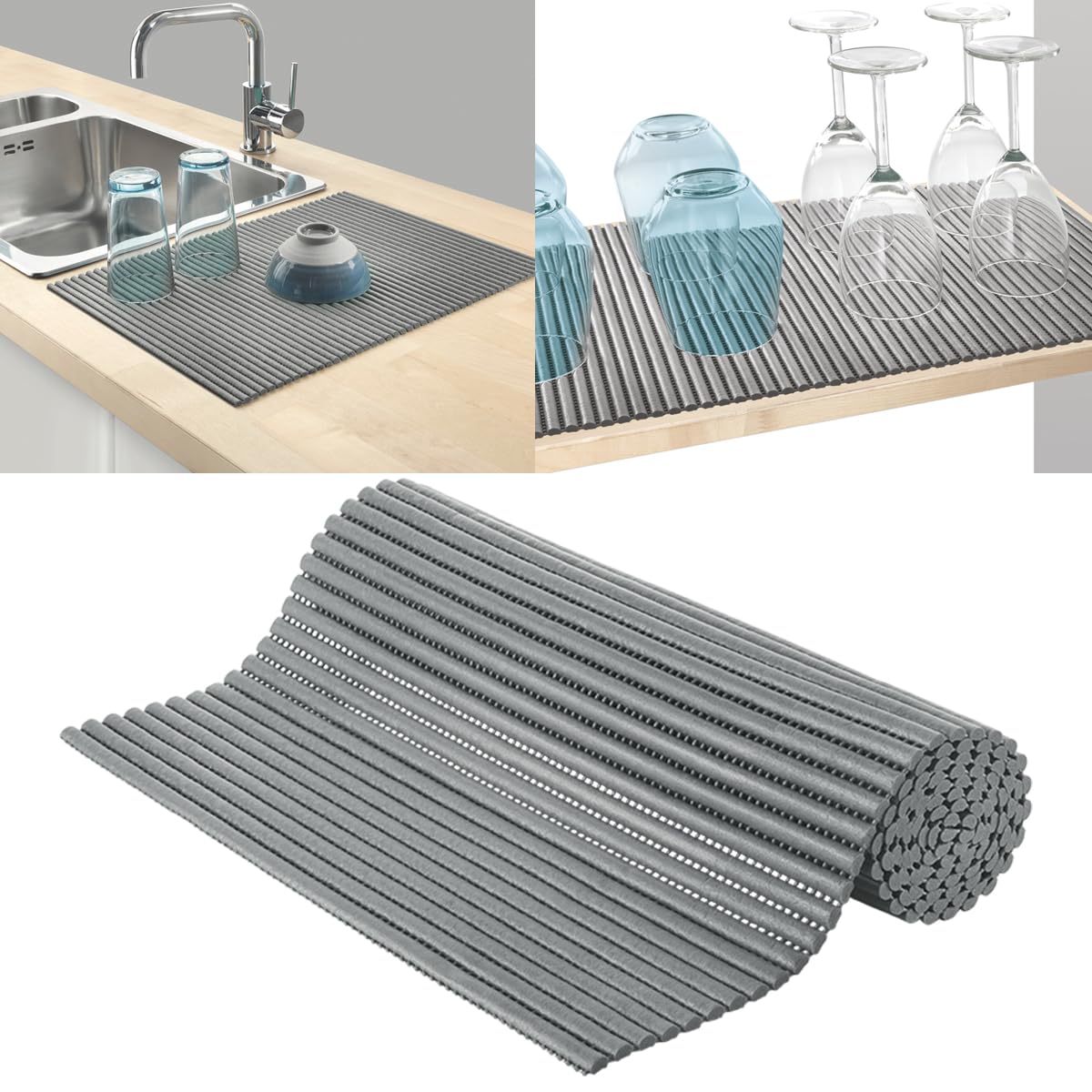 primeway® pvc protective mat | xxl 47" length | multi-utility non slip | cut-to-fit sink liner for kitchen counter | under sink | drawers | cabinets | shelf | solid thick & durable | 33x120cm | grey