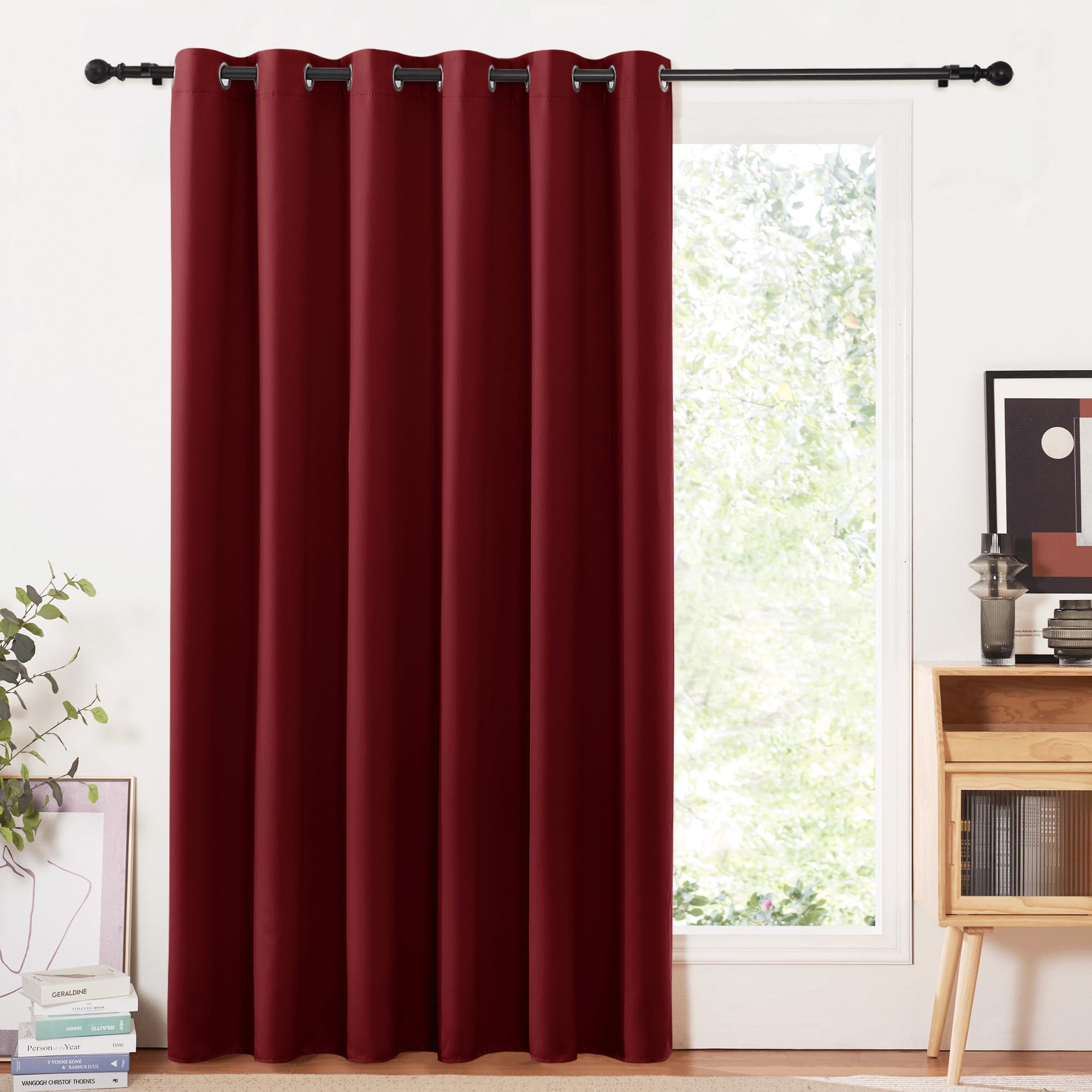 PONY DANCE Tenda Natalizia Rosse per Soggiorno Oscuranti con Anelli Curtain Termiche Isolanti Camera da Letto Pannelli Divisori 1 Pannello L 200 x A 210 cm