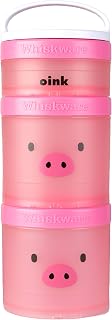 Whiskware Recipientes de animais de fazenda para crianças e crianças 3 copos empilháveis para lanche para escola e viagem, 1/3 xícara + 1 xícara + 1 xícara, Oink