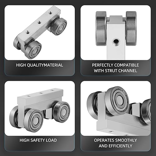 Miniatura 5 de SKTREX Conjunto de carro de 4 ruedas Rodillos de rosca M5 Conjunto de carro de cuatro rodamientos para 1-58 "de ancho y todos 1-58" o canal de