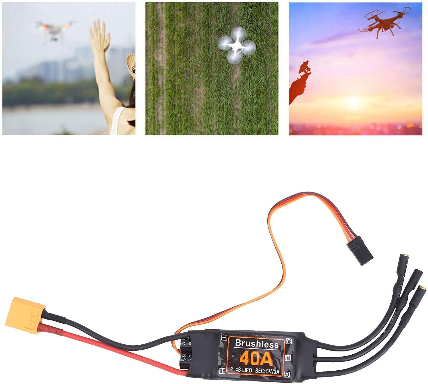 Rc Speed Controller, Brushless Esc, 40A Speed Controller Brushless Esc Rc Drone Helicopter Part, Brushless Esc 40A Brushless Esc Speed Controller for Rc Drone Airplanes Accessory