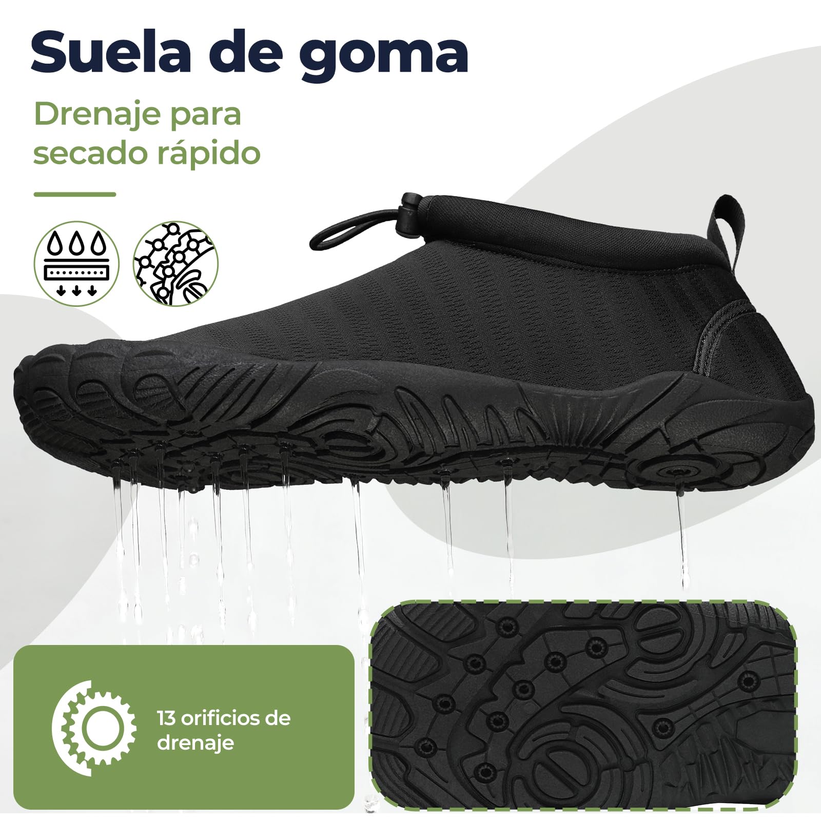 Mishansha Escarpines Hombre Mujer Secado Rápido con 13 Orificios de Drenaje Gr.36-46