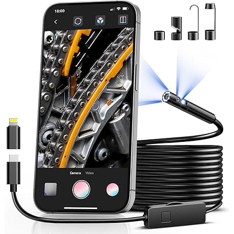 [Dual-Lens] Borescope, Endoscope Camera with Light for iPhone