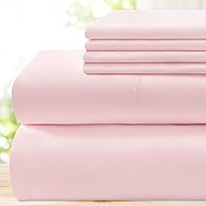 Elegant Comfort Luxurious 1500 Premium Hotel Quality Microfiber Three Line Embroidered Softest 4-Piece Bed Sheet Set, Wrinkle and Fade Resistant, Twin/Twin XL, Blush Pink