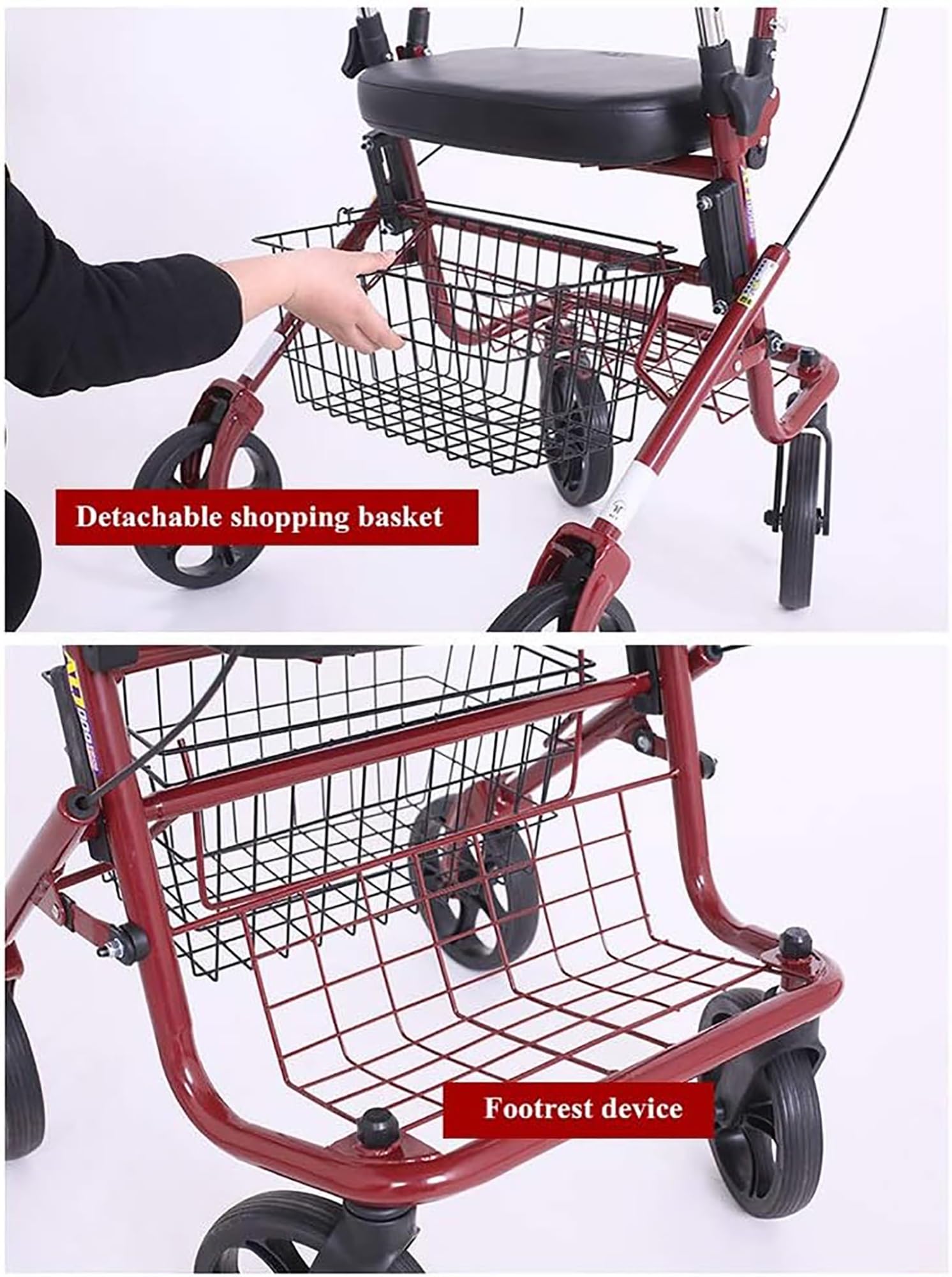 Lekki Chodzik Deluxe, Chodziki Dla Seniorów, Chodziki Dla Seniorów, Wózek Na Zakupy, Czterokołowy Chodzik Z Siedziskiem, Regulowana Wysokość