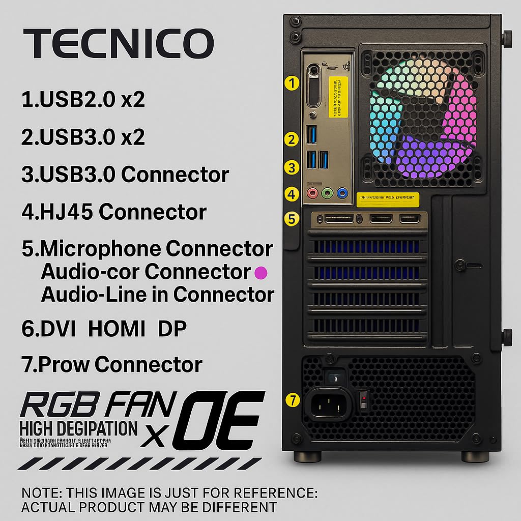 TECNICO Gaming Desktop PC, i5 3470, 16GB DDR3, 512GB SSD, 4GB Graphics, 22-inch IPS Borderless Monitor, RGB Keyboard Mouse Headphone Set, Webcam, WiFi 16 71LsvE7ROFL. SL1024