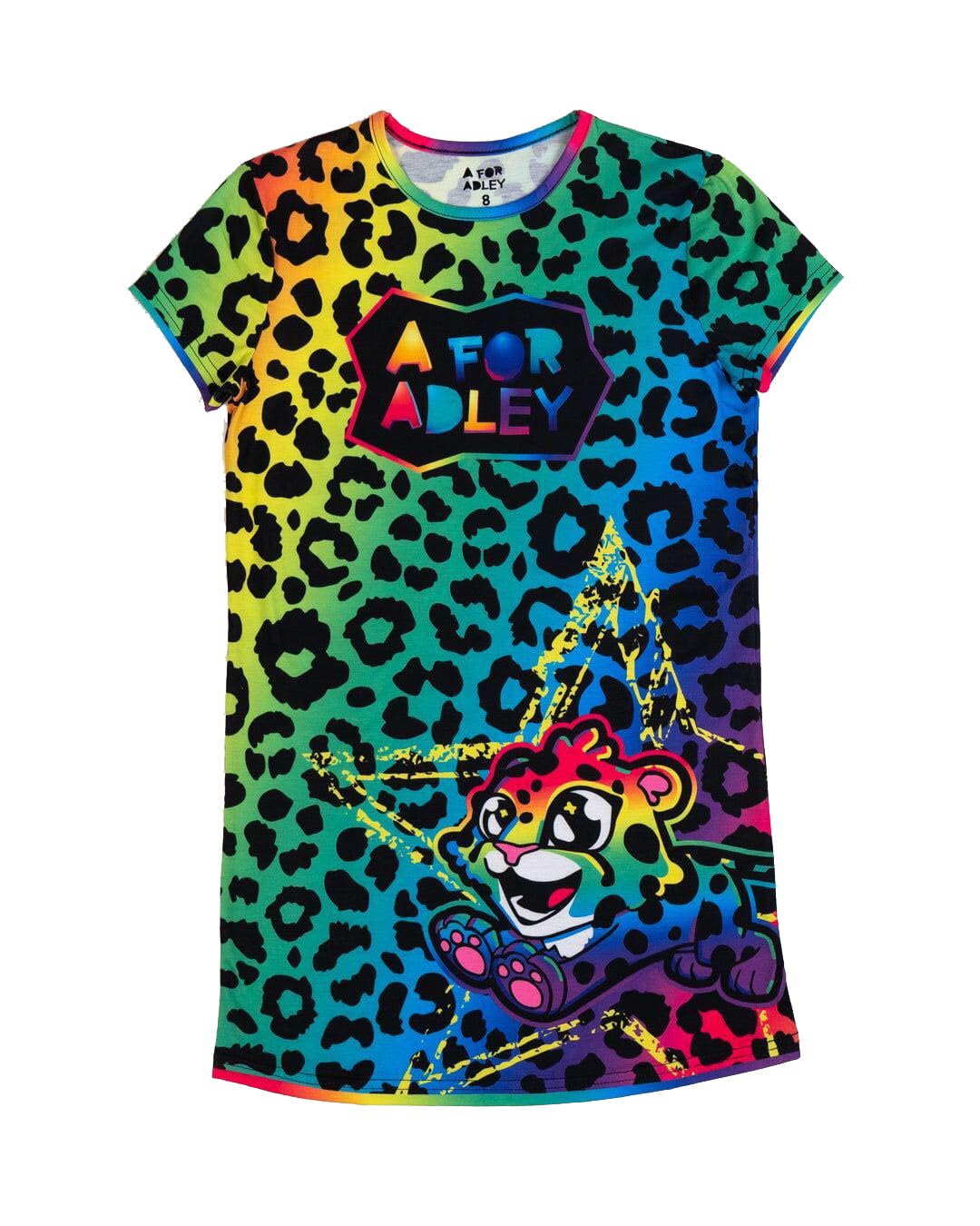 A FOR ADLEY Super Cute and Cozy Jammies, Now You Can Show Your Love For Adley While You Sleep or Just a Nice Pajama Day. (Cheetah Rainbow, 6)