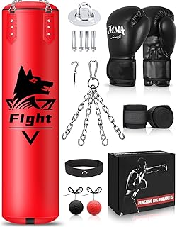JUOIFIP Heavy Punching Bag Hanging Set, Unfilled 4FT Boxing 