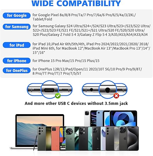 Miniatura 6 de Auriculares USB C para Samsung S24 Ultra S23 Fe S22+, auriculares tipo C con micrófono, control de volumen estéreo de alta fidelidad, magnético en