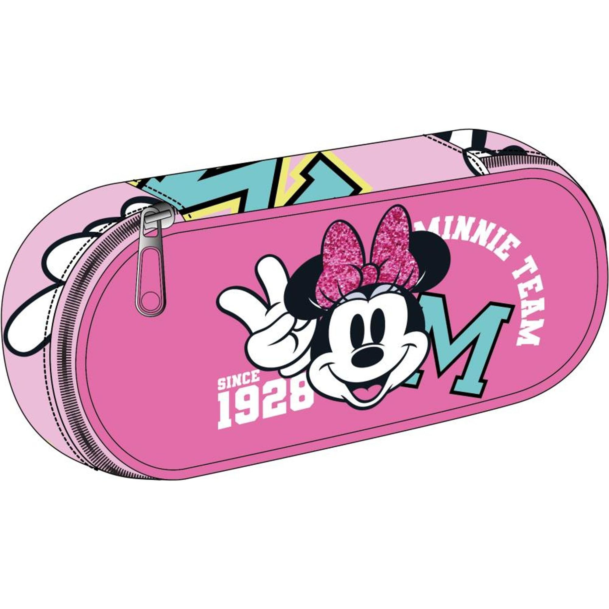 CERDÁ Life's Little Moments Minnie Oval Pencil Case - Fuchsia - 8.5 x 5 x 22.5 cm - Zip Closure - Versatile and Durable - Original Product Designed in Spain, Fuchsia, Minnie Oval Pencil Case
