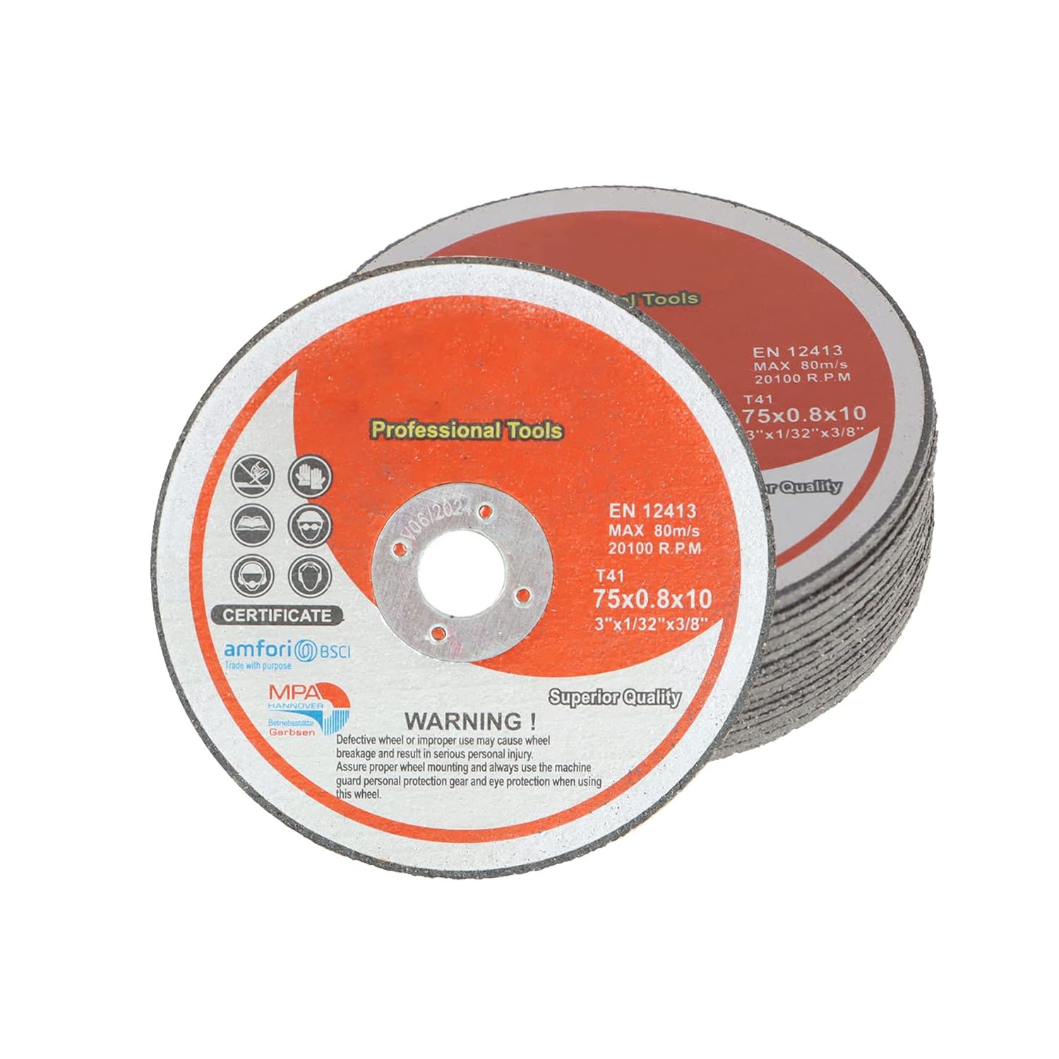 20Pcs Cut Off Wheels 3 x 1/32 x 3/8 Inch Fit for Cutting Steel and Ferrous Metals 20100RPM 80M/S
