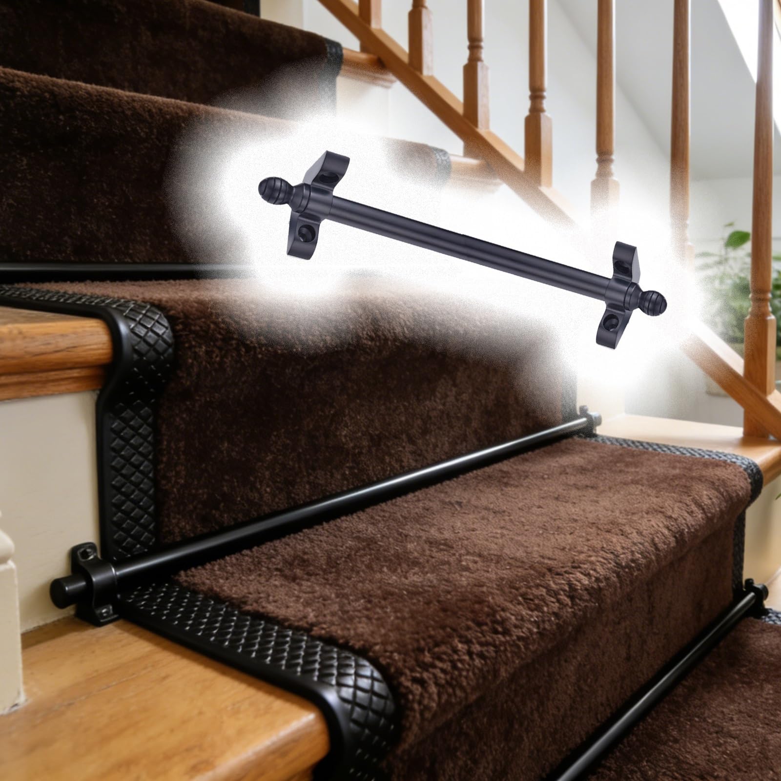 Barras para alfombras de escalera de madera en juego de 15 piezas de fácil instalación