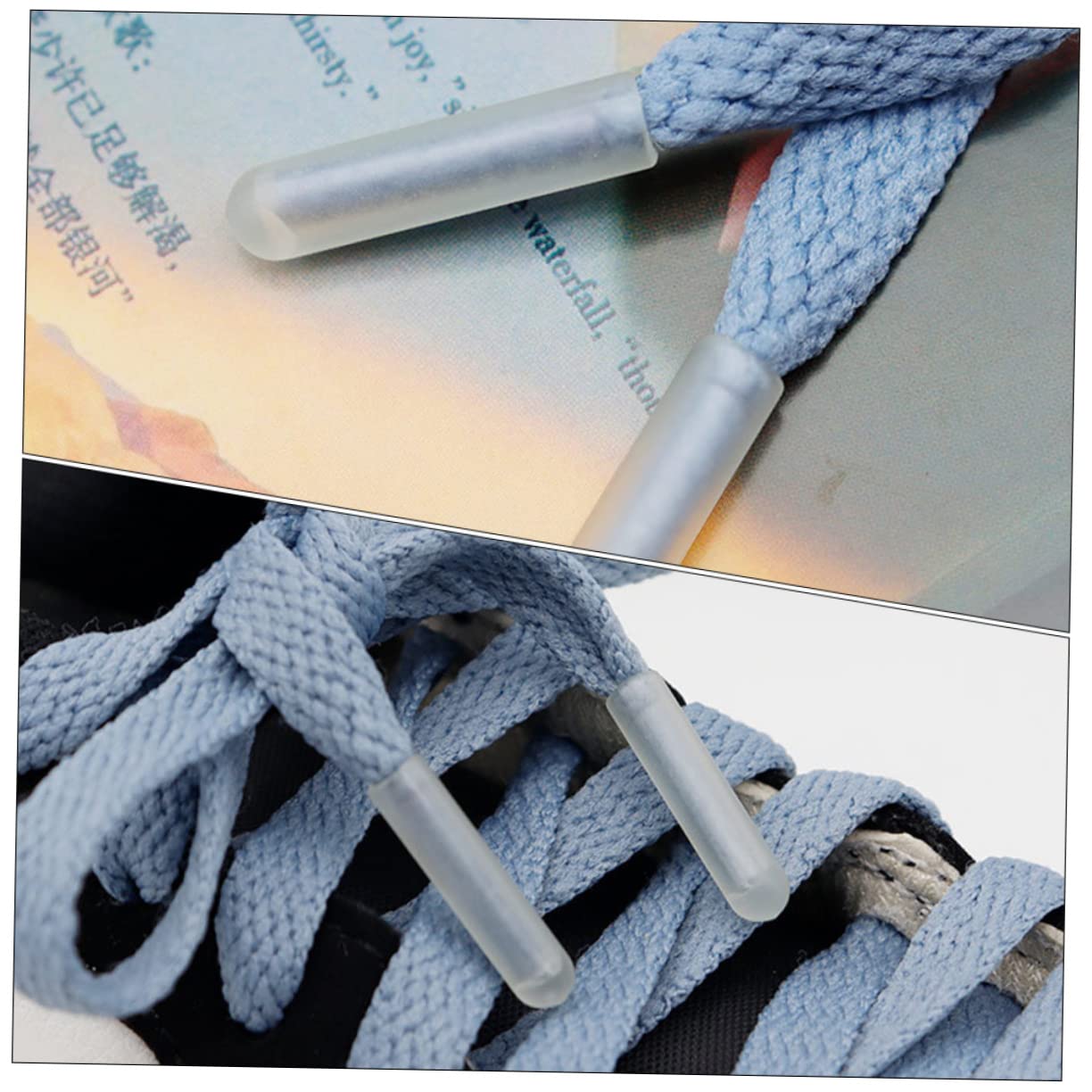 DEARMAMY 8Pcs Shoelace Tips Durable Plastic Shoe Lace End Tips for Repair for Sneakers and Casual Shoes Easy to Install