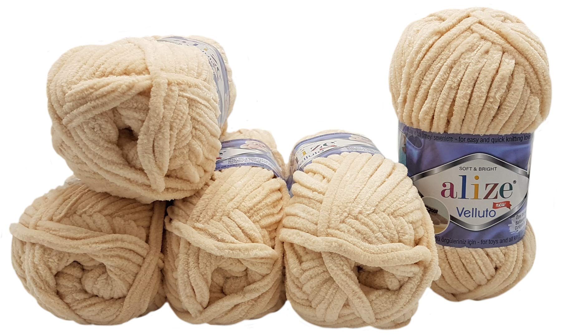 Alize Velluto Baby Knitting Wool, 500 g, Super Soft, Light Peach 310
