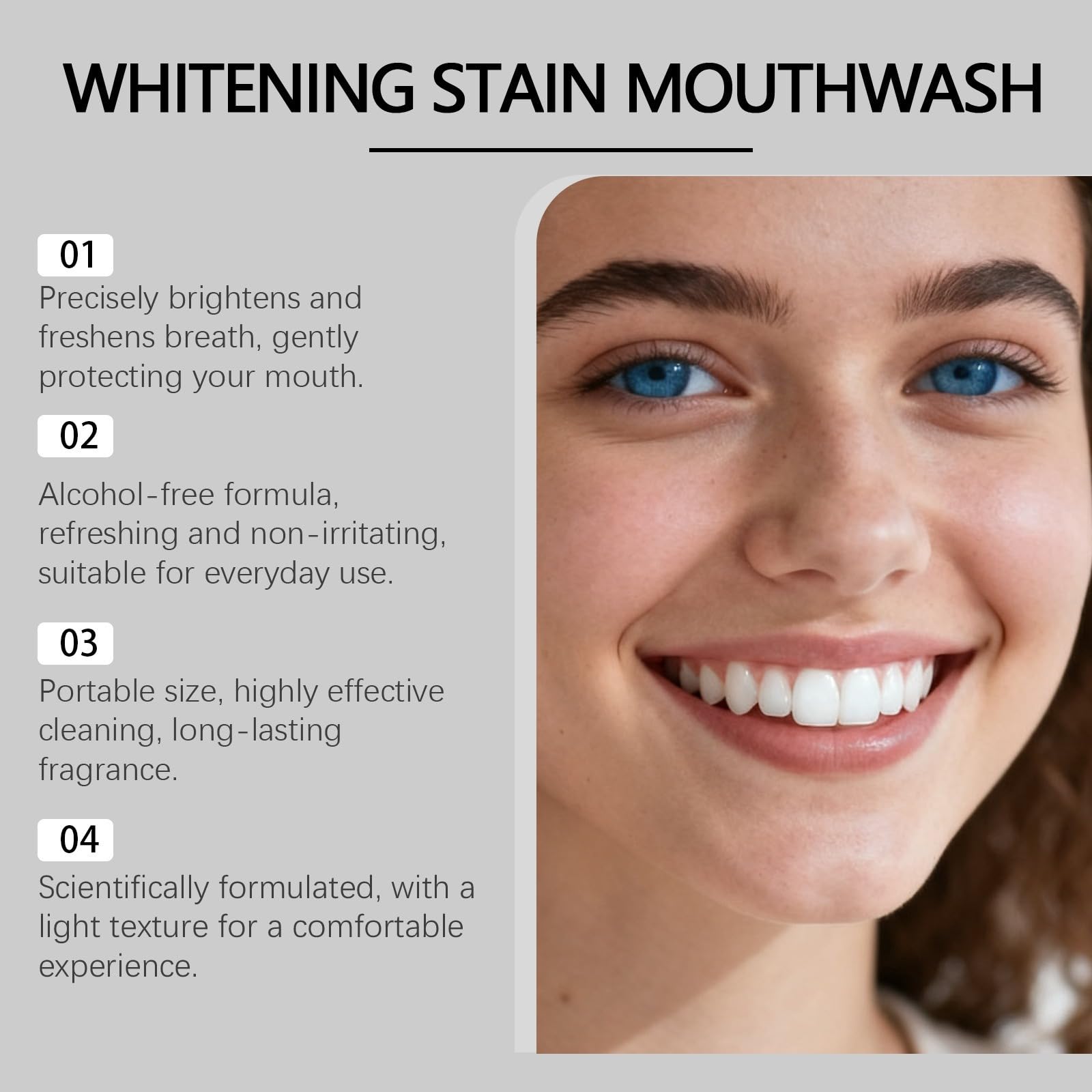 Whitening Mouthwash Collutorio per rimuovere la placca per l'alito fresco Mild, Alcohol-Free Mint Gunk Removing Mouthwash for Fresh Breath, Mouthwashes to Promote Whiter Teeth