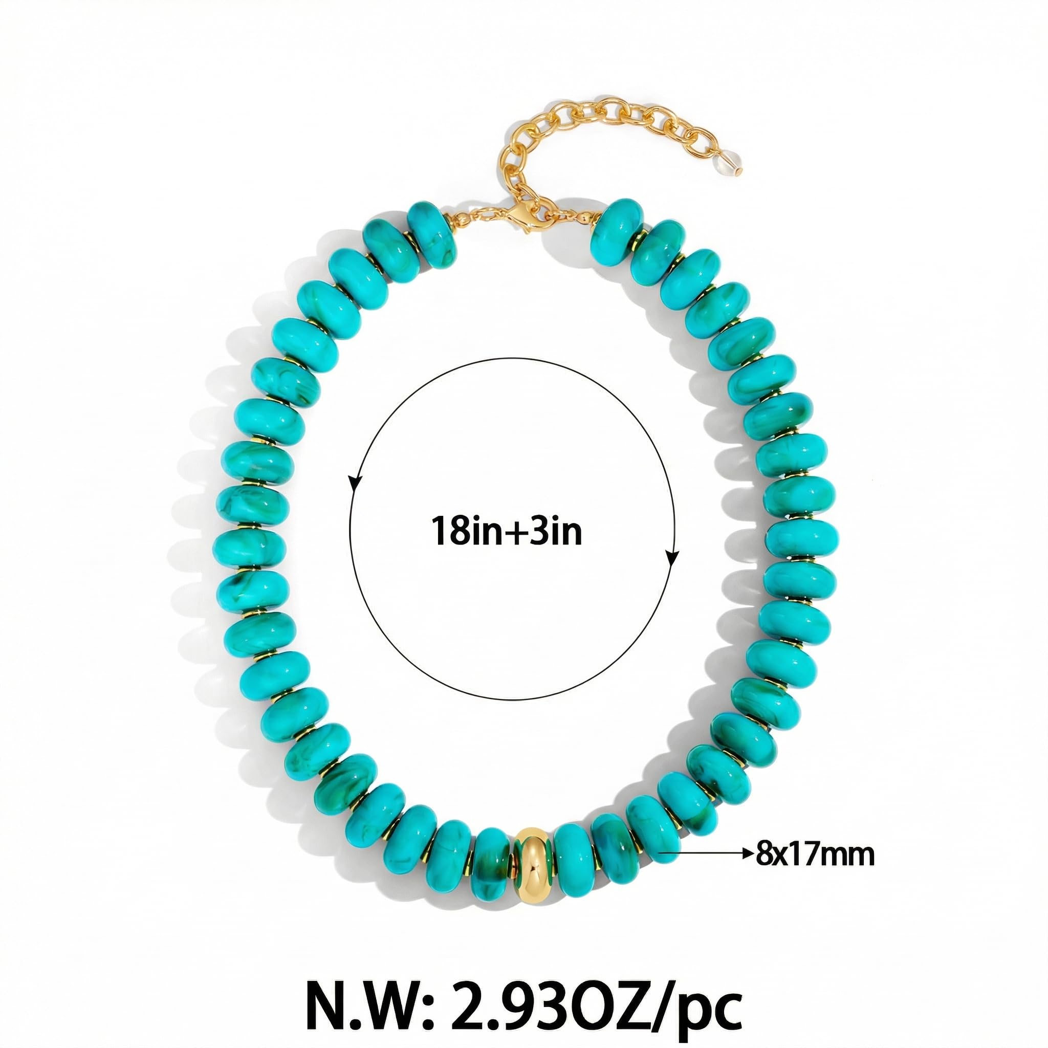 Mothers Day Gifts Chunky Beaded Choker Necklace for Women Statement Necklace with Gold Accent Adjustable Beach Summer Jewelry Trendy Boho Necklaces in Multiple Colors y2k Jewelry — view 6
