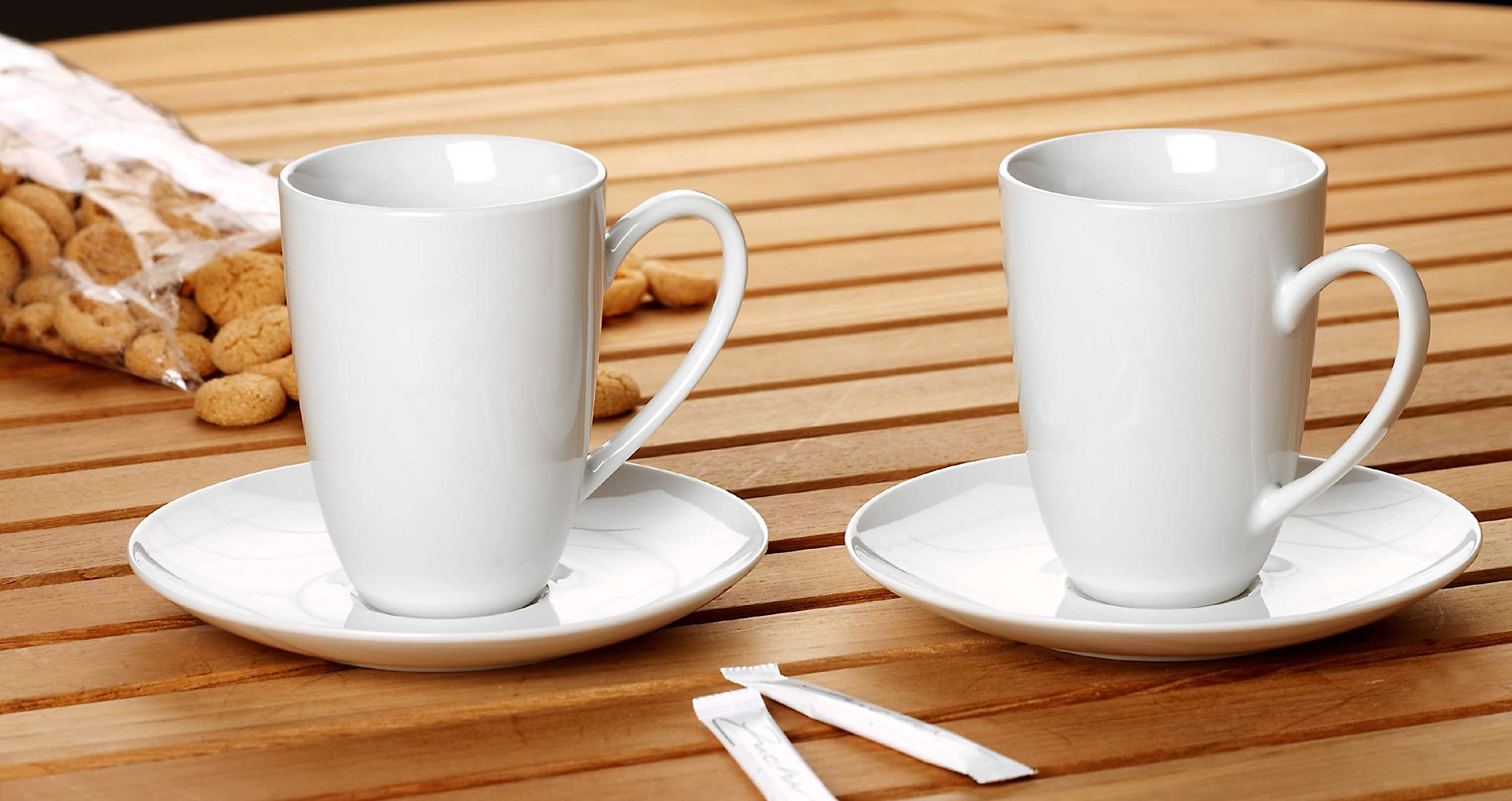 Ritzenhoff & Breker Bianco Latte Macchiato Tasse, 6er Set, 330 ml, Kaffeetassen aus Porzellan, Weiß, Spülmaschinengeeignet