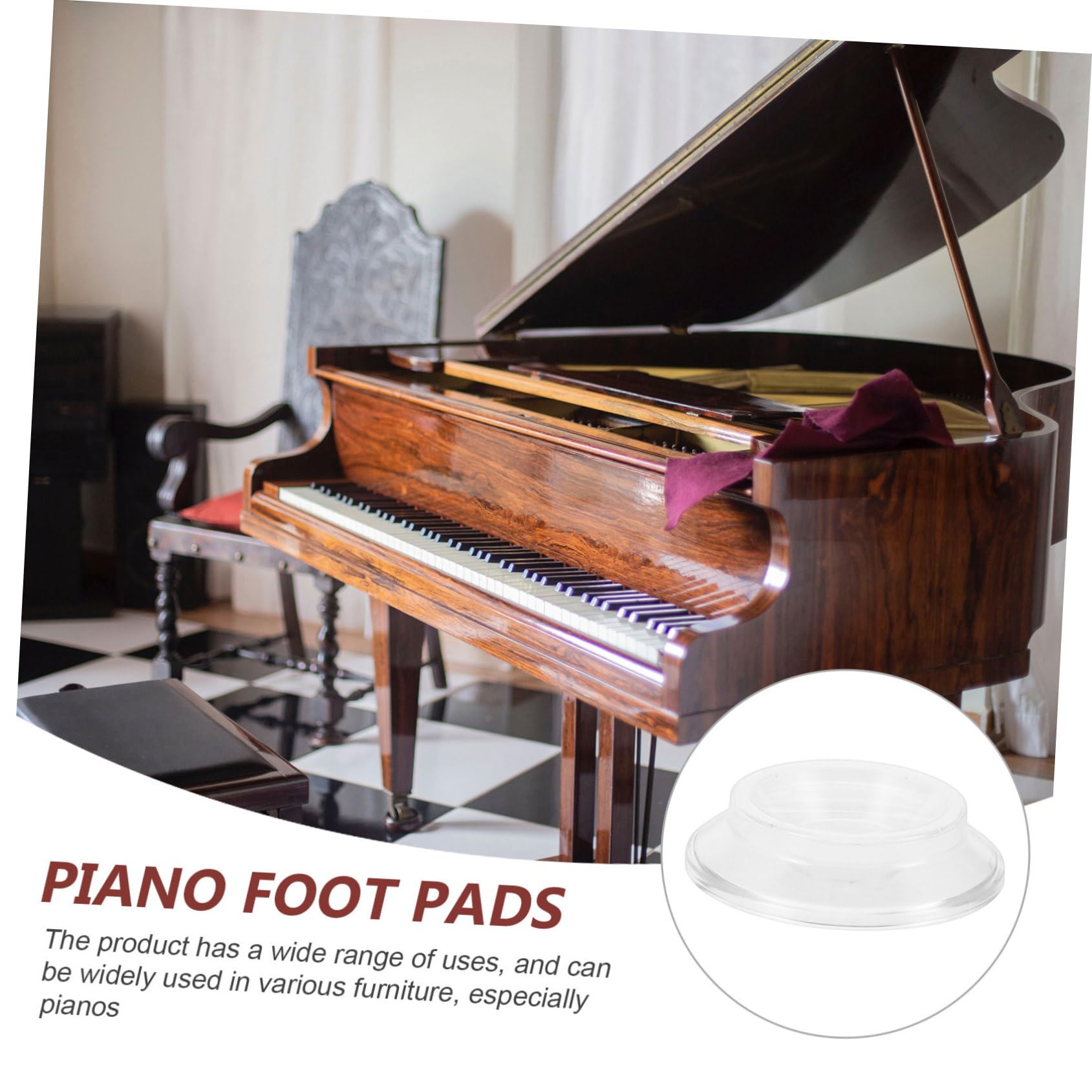 ORFOFE Protectores de Suelo para Piano Vertical, 4 Unidades, ABS, Antideslizantes, Reducción de Ruido y Protección para Patas en Suelos de Madera y Alfombra